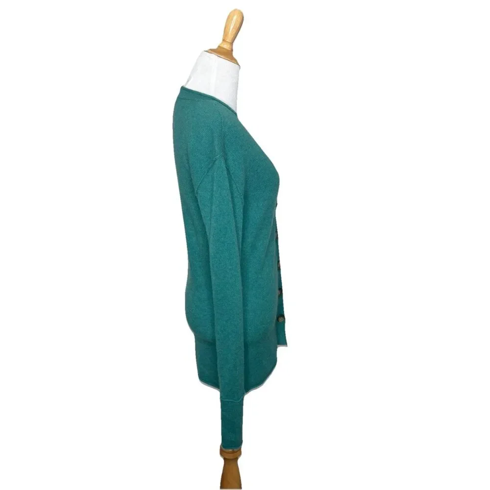 Free People School Boy Cardi Teal Green Sweater Cashmere Size XS Womens EUC